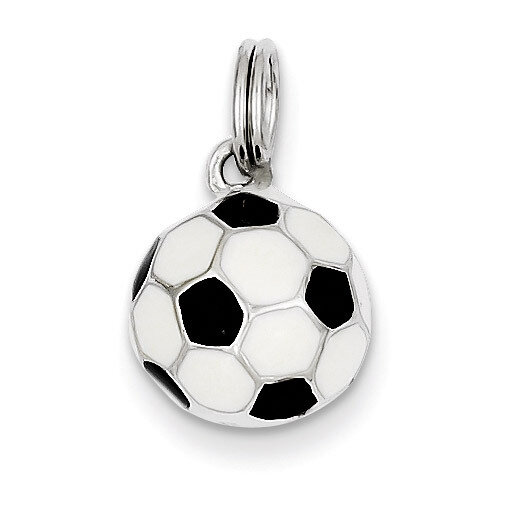 Enameled Soccer Ball Sterling Silver QC6487, MPN: QC6487, 883957916149