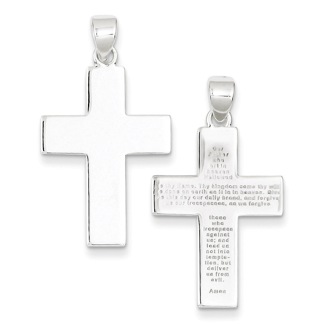 The Lords Prayer Cross Pendant Sterling Silver Polished QC6661