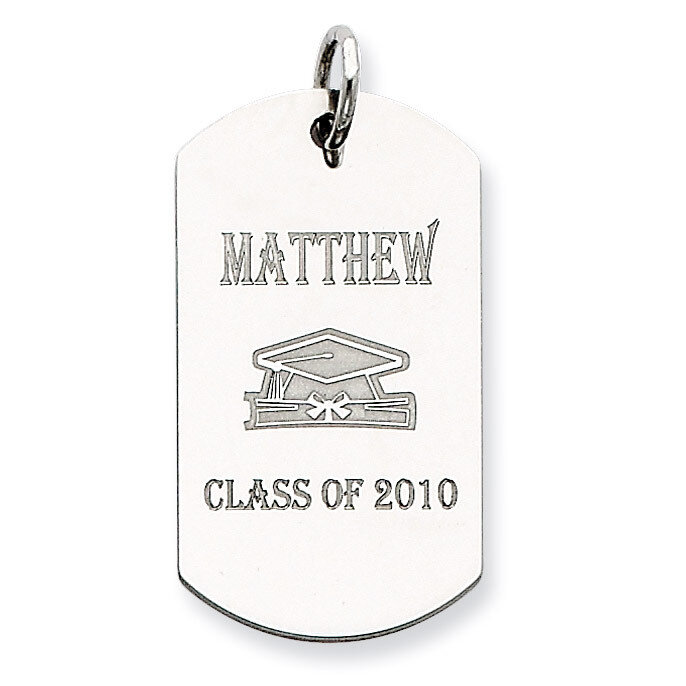 Personalizable Graduation Dog Tag Charm Sterling Silver QC7198, MPN: QC7198, 883957598420