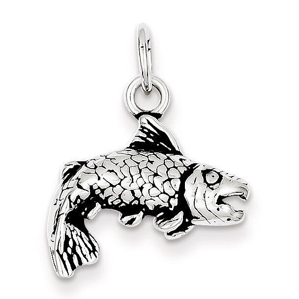 Fish Charm Sterling Silver Antiqued QC7675