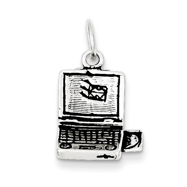 Laptop Charm Sterling Silver Antiqued QC7752