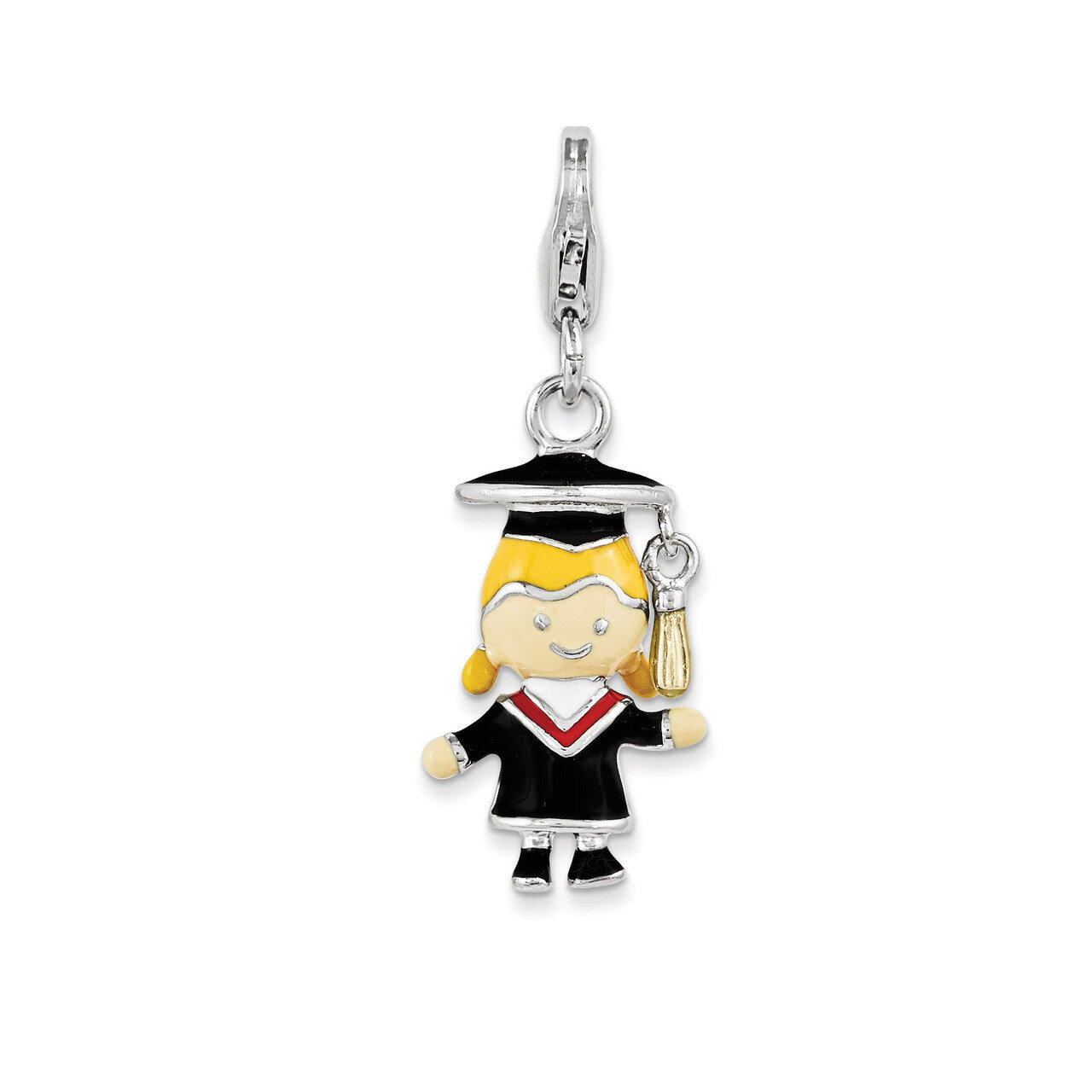 Enamel Grad Girl with Lobster Clasp Charm Sterling Silver QCC1015, MPN: QCC1015, 886774117324