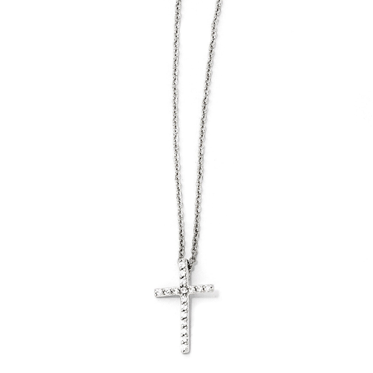Cross 18 Inch. Necklace Sterling Silver Synthetic Diamond QCM881-18
