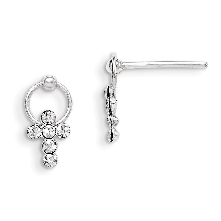 Cross Earrings Sterling Silver Synthetic Diamond QE1623