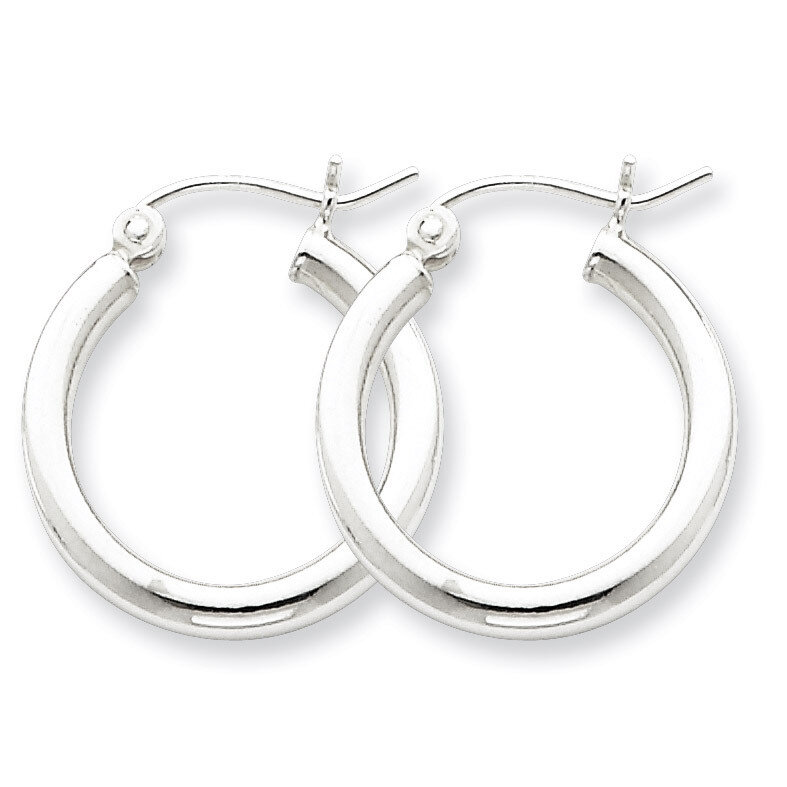 2.5mm Round Hoop Earrings Sterling Silver Rhodium-plated QE4384