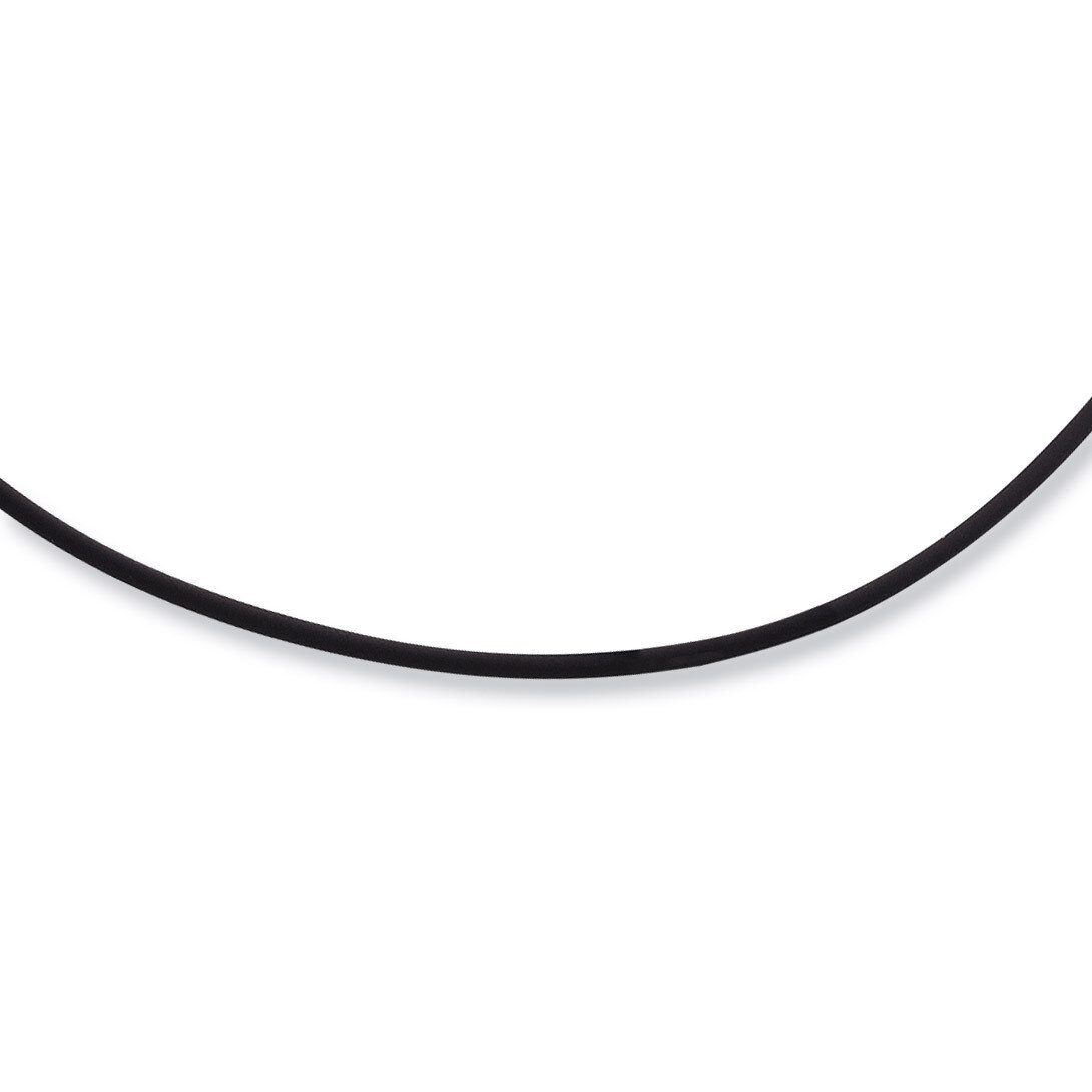 16 Inchch 2mm Black Rubber Cord Necklace Sterling Silver QG1256-16