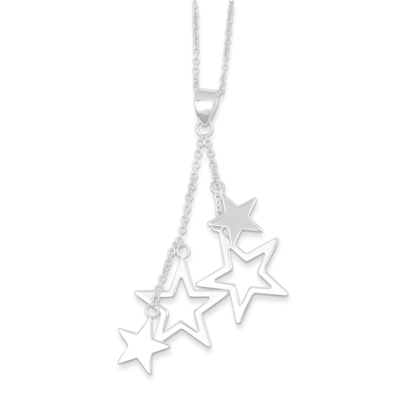 Dangling Stars Necklace Sterling Silver QG2611-18
