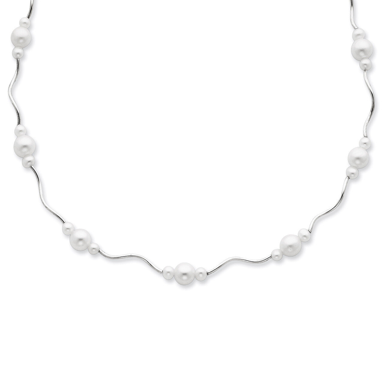 White Fresh Water Cultured Pearl with 2 Extension Necklace Sterling Silver QH1085-16, MPN: QH1085-1…