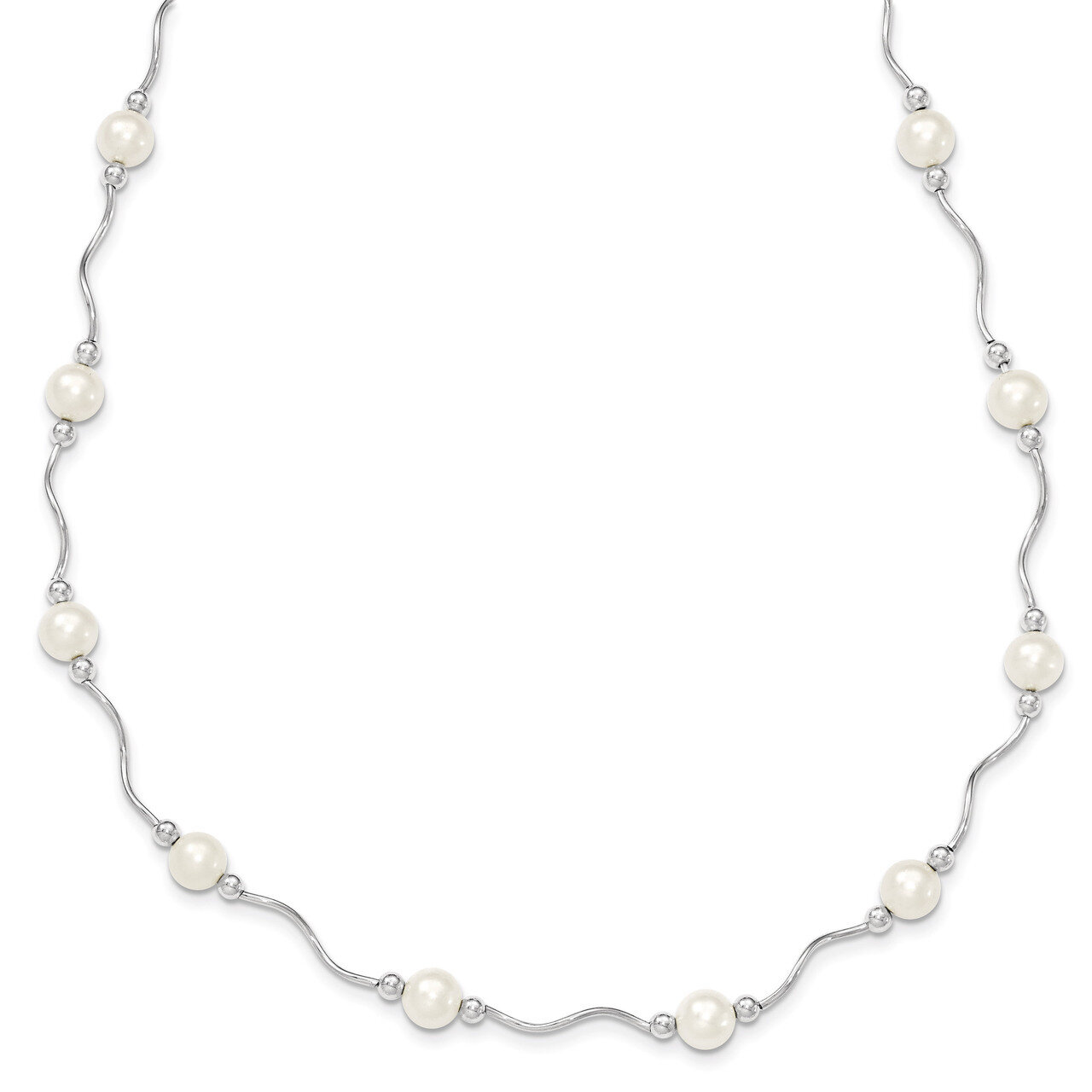 6-7mm White Fresh Water Cultured Pearl Necklace Sterling Silver QH4731-18