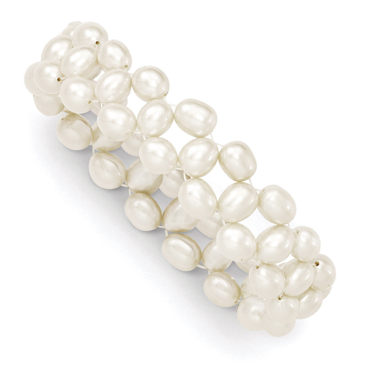 6-7mm Fresh Water Cultured White Rice Pearl Stretch Bracelet QH4772