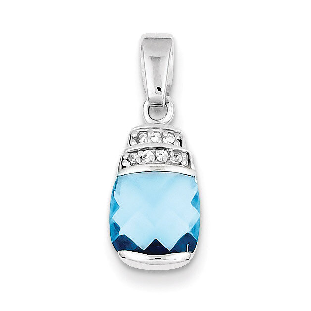 Blue Synthetic Diamond Pendant Sterling Silver QP657