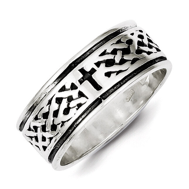 Cross & Weave Design Ring Sterling Silver QR1957-10
