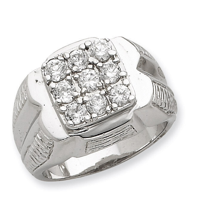 Men&#39;s Synthetic Diamond Ring Sterling Silver QR2439-10, MPN: QR2439-10, 883957249551