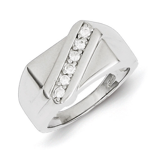 Fancy Synthetic Diamond Ring Sterling Silver Rhodium-plated QR4439-10, MPN: QR4439-10, 886774565606