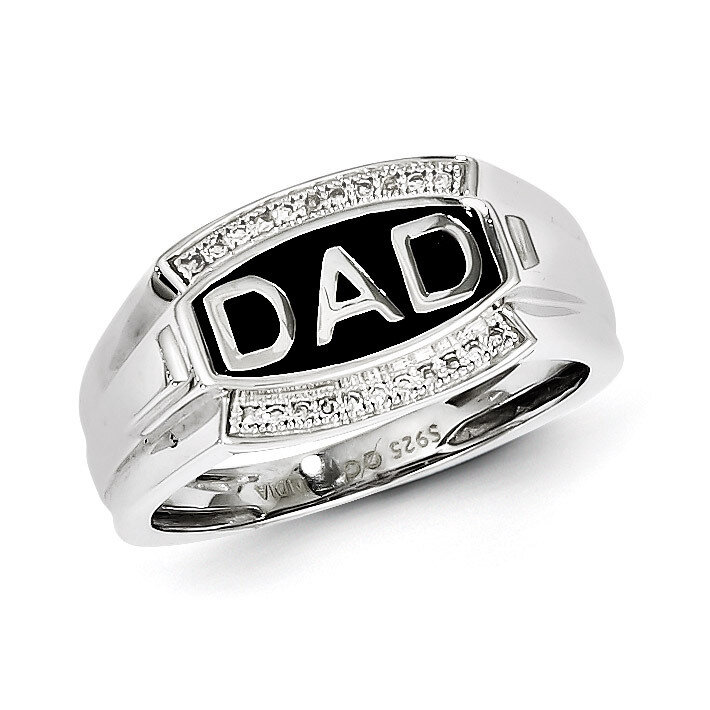 Diamond Men's DAD Ring Sterling Silver Rhodium-plated QR5106-10