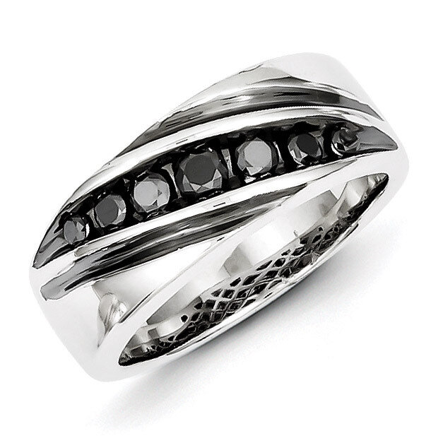 Black Diamond Men's Band Ring Sterling Silver QR5468-10