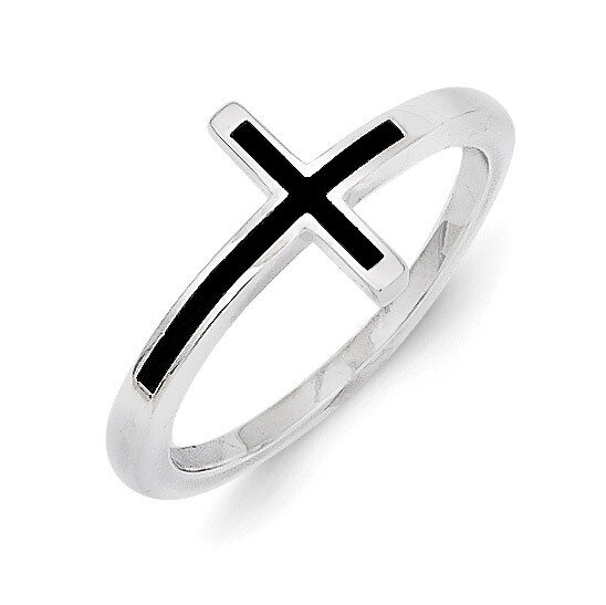 Sideways Cross Ring Sterling Silver Antiqued QR5882-6, MPN: QR5882-6, 191101642609