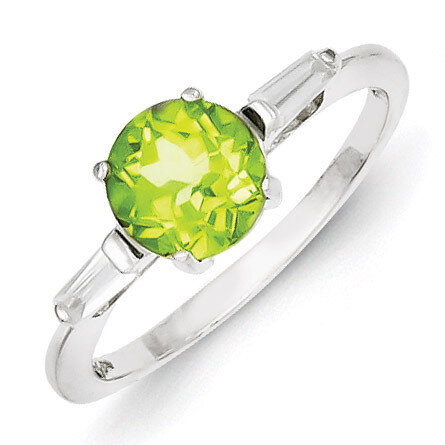 Peridot &amp; Synthetic Diamond Ring Sterling Silver QR638-6, MPN: QR638-6, 815479013136