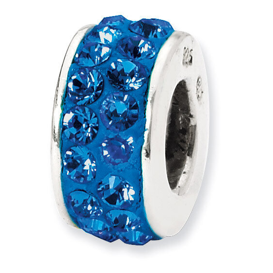 Blue Double Row Swarovski Elements Bead Sterling Silver QRS2014