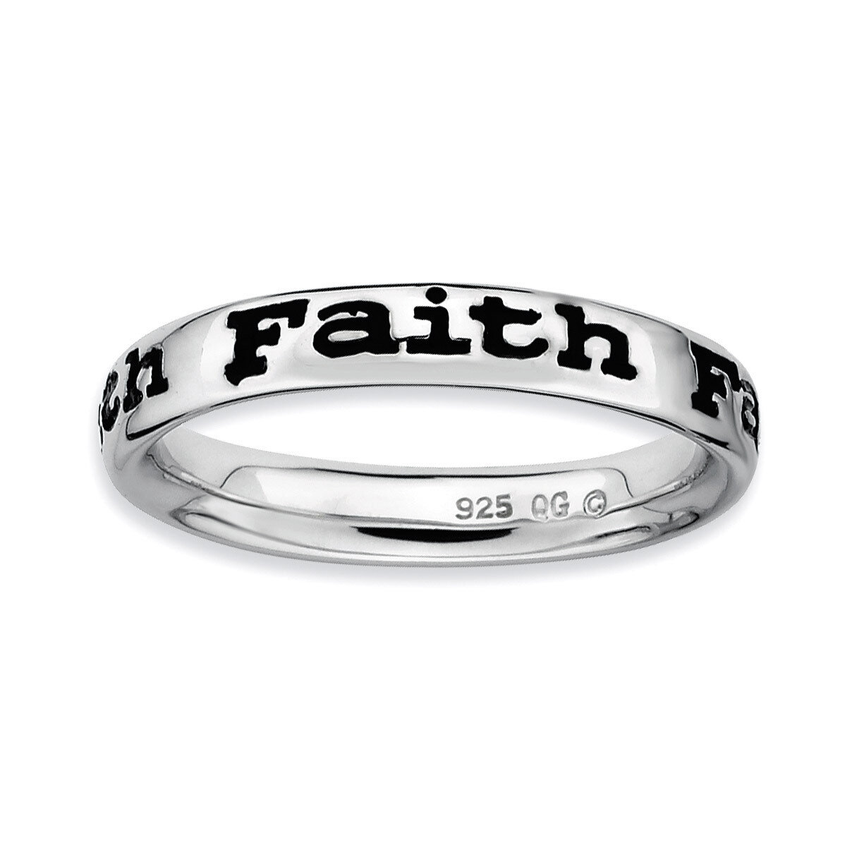 Enameled Faith Ring Sterling Silver Polished QSK103-10
