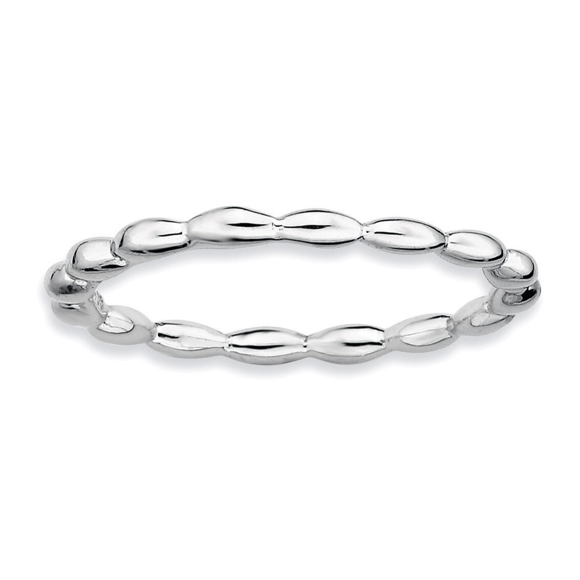 Rice Bead Ring Sterling Silver Rhodium-plated QSK171-8