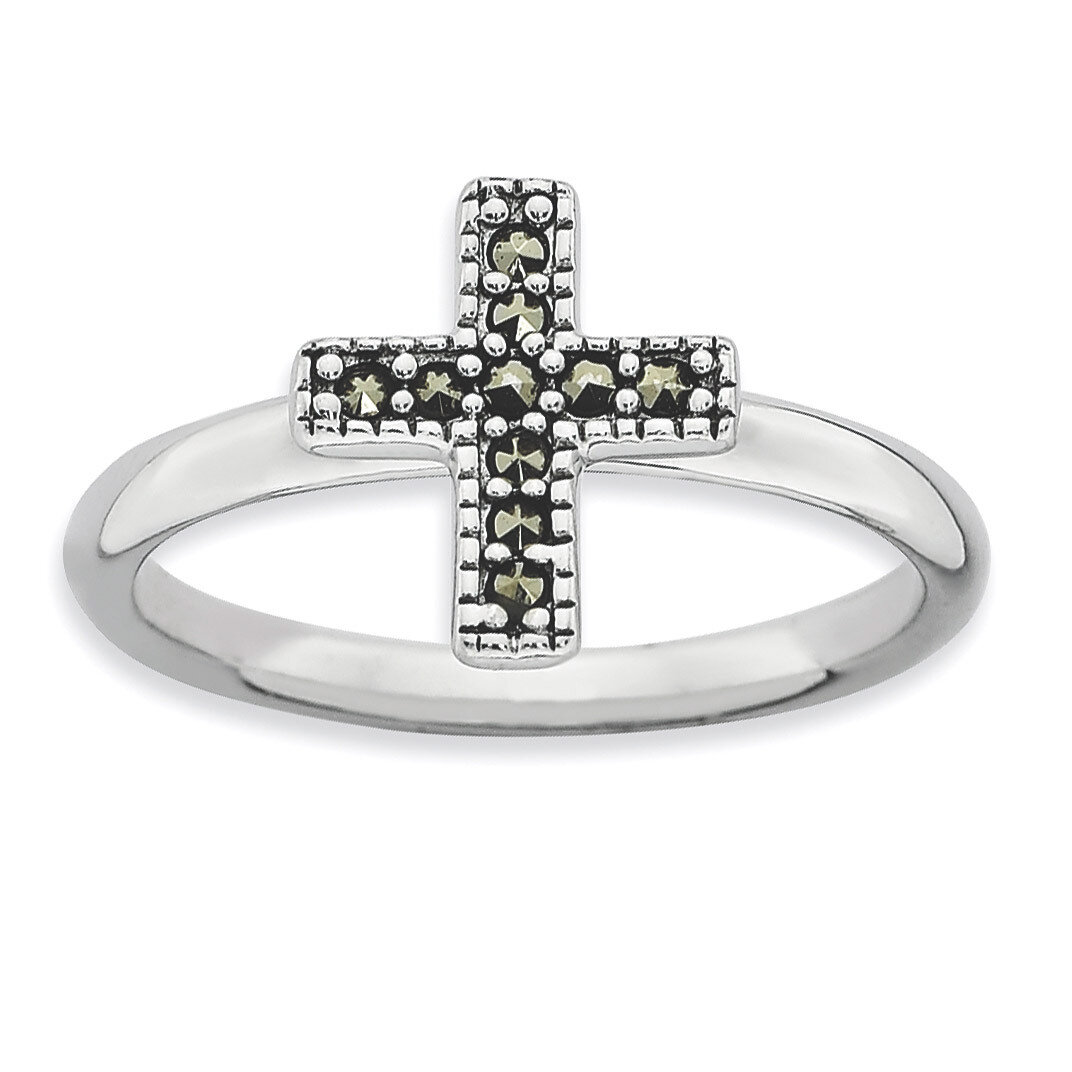 Marcasite Cross Ring Sterling Silver QSK815-5, MPN: QSK815-5, 886774180731