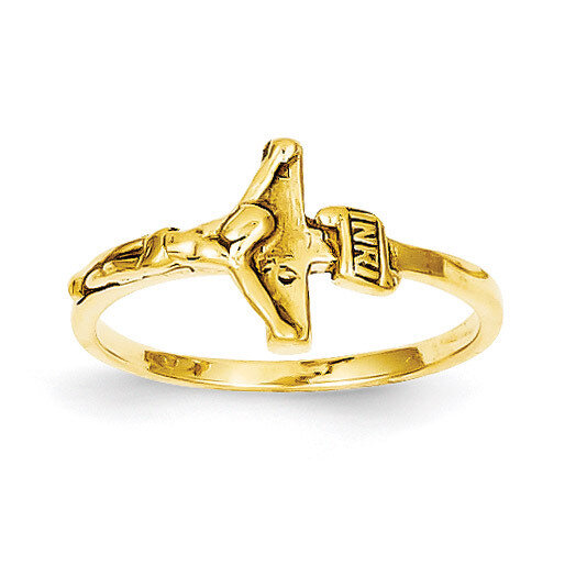 Childs Polished Crucifix Ring 14k Gold R190