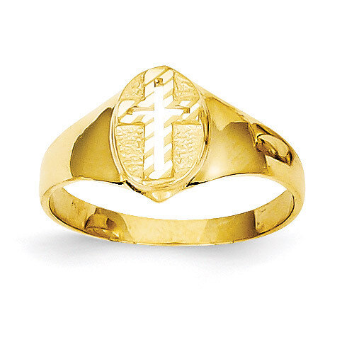 Childs Polished Cross Ring 14k Gold R192