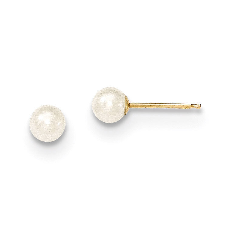 4-5mm White Round Fresh Water Cultured Pearl Stud Earrings 14k Gold X40PW