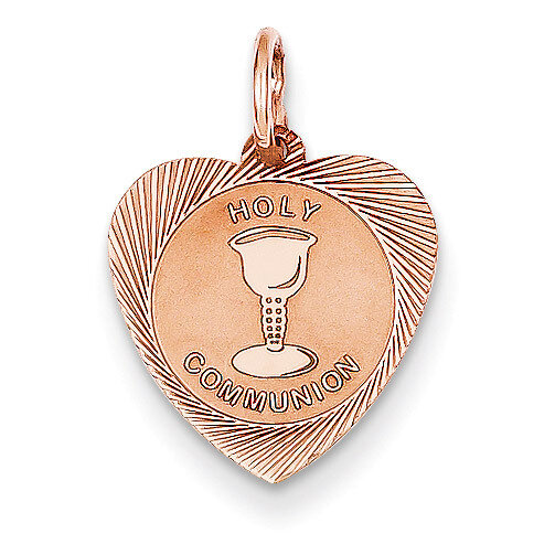 Holy Communion Heart Charm 14k Rose Gold XAC888
