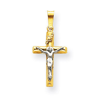 INRI Hollow Crucifix Pendant 14k Two-tone Gold XR295