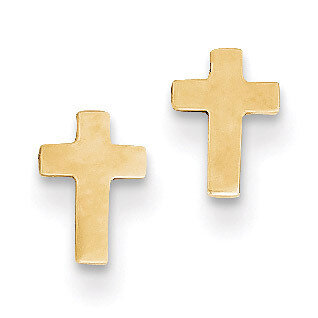 Cross Post Earrings 14k Gold Polished XR589