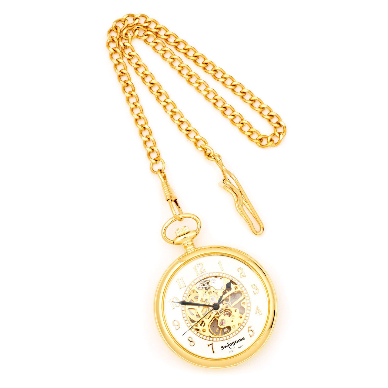 Swingtime Gold-tone Brass Open Face Pocket Watch XWA2768