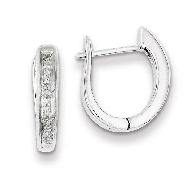 Hinged Hoop Earrings Sterling Silver Rhodium Diamond QDX117