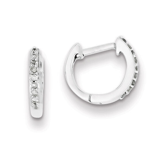 Huggie Earrings Sterling Silver with Diamonds QDX119