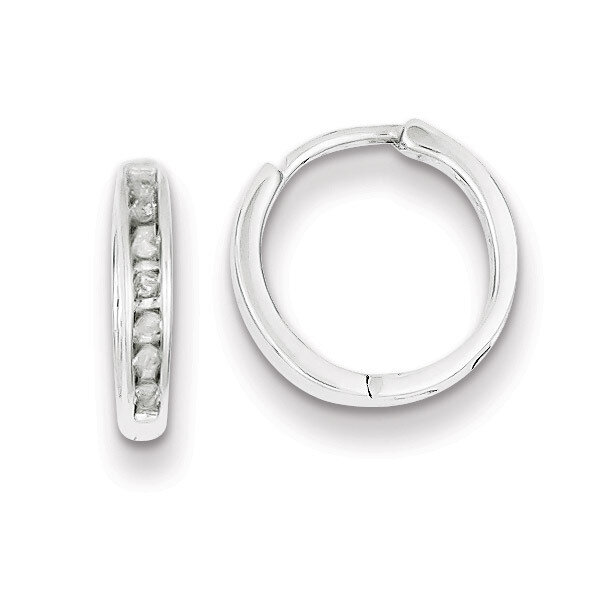 Huggie Earrings Sterling Silver with Diamonds QDX124