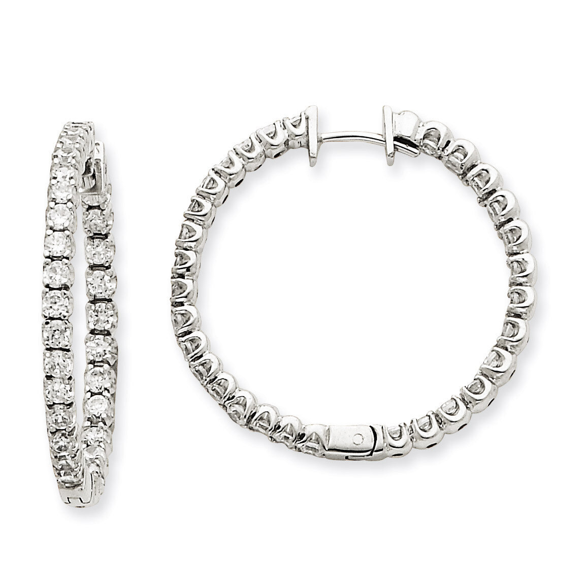 Hinged Hoop Earring Mountings 14k White Gold with Diamonds XE1354