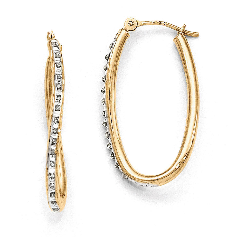 Oval Twist Hoop Earrings 14k Gold with Diamonds DF111