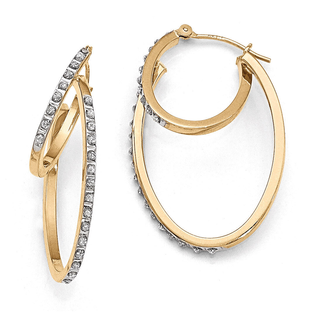 Hinged Double Hoop Earrings 14k Gold with Diamonds DF113