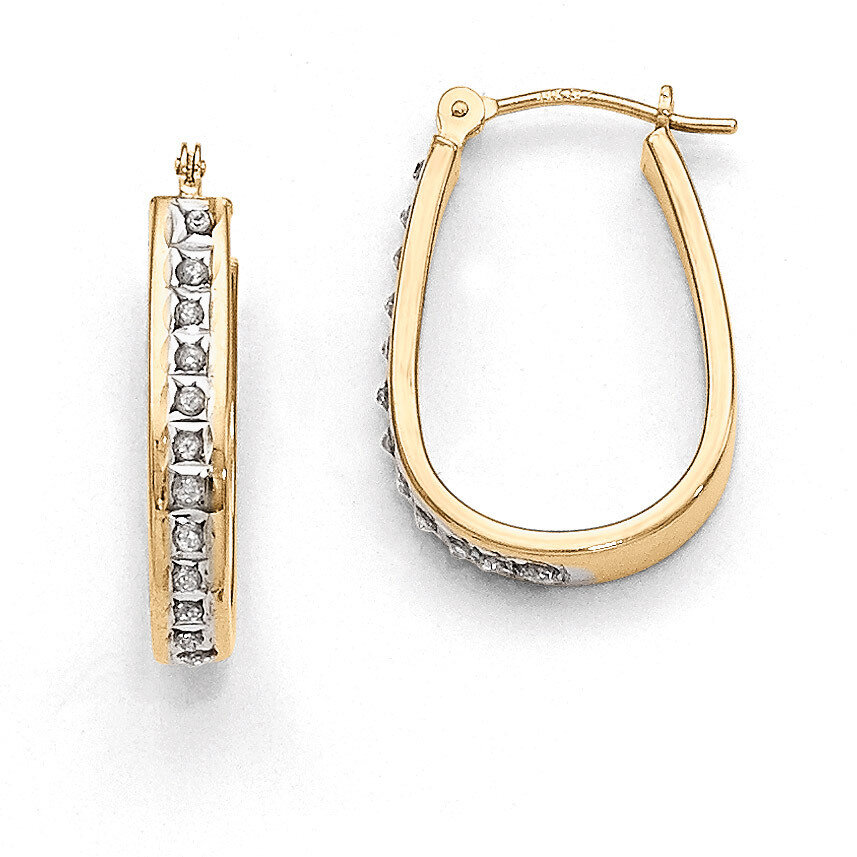 Squared Hinged Hoop Earrings 14k Gold with Diamonds DF136, MPN: DF136, 191101179280