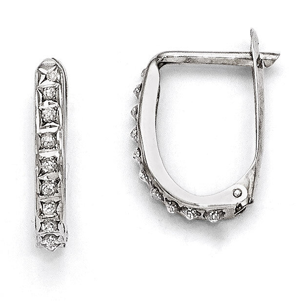 Leverback Hoop Earrings 14k White Gold with Diamonds DF141, MPN: DF141, 191101179327