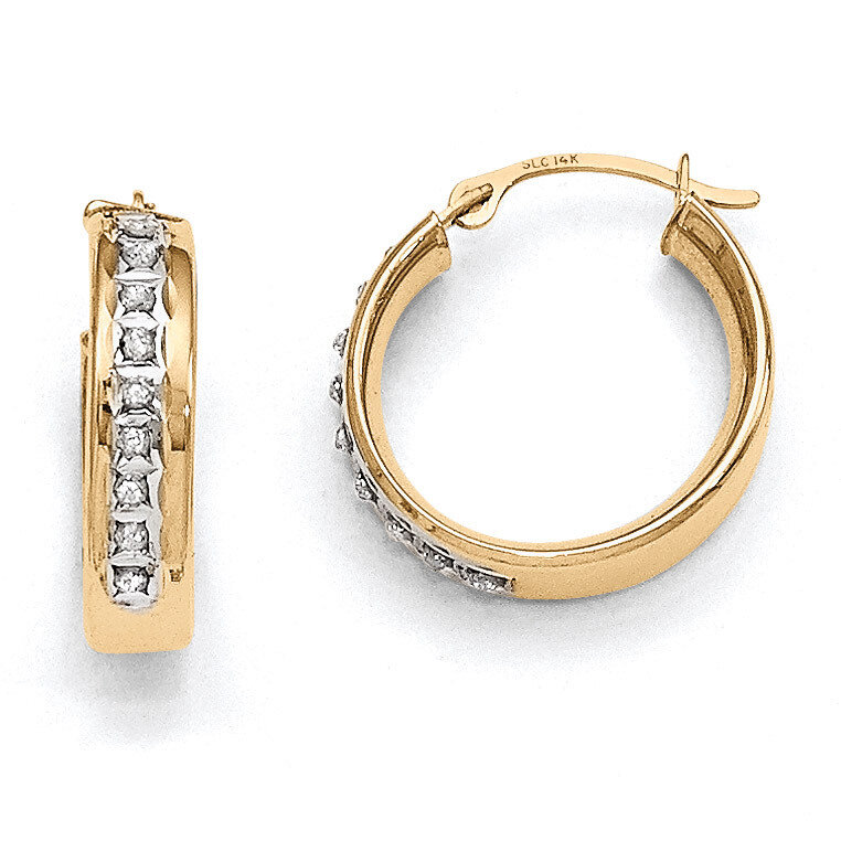 Round Hinged Post Hoop Earrings 14k Gold with Diamonds DF143, MPN: DF143, 191101179334