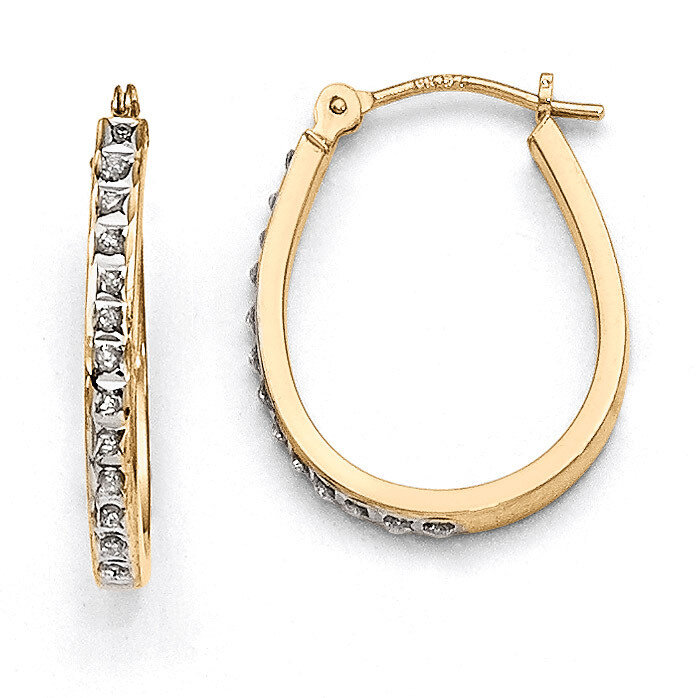 Oval Hinged Hoop Earrings 14k White Gold with Diamonds DF146