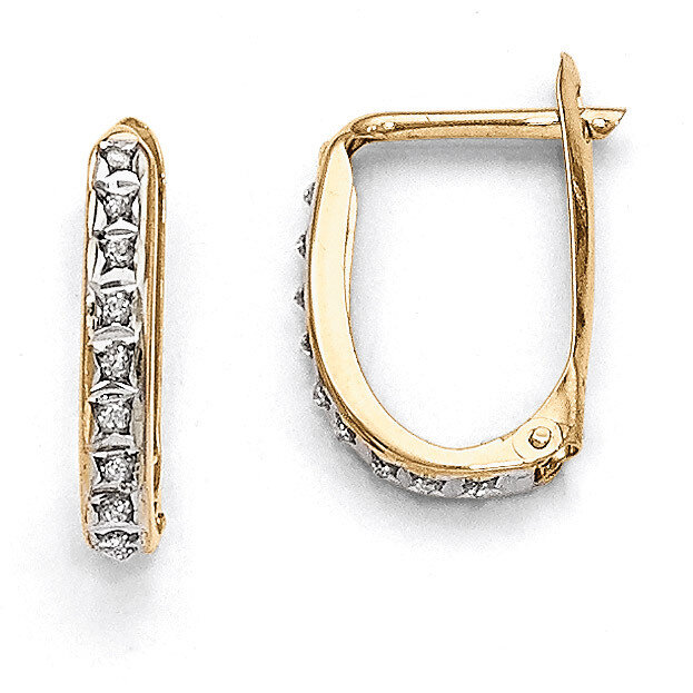 Leverback Hinged Hoop Earrings 14k Gold with Diamonds DF147