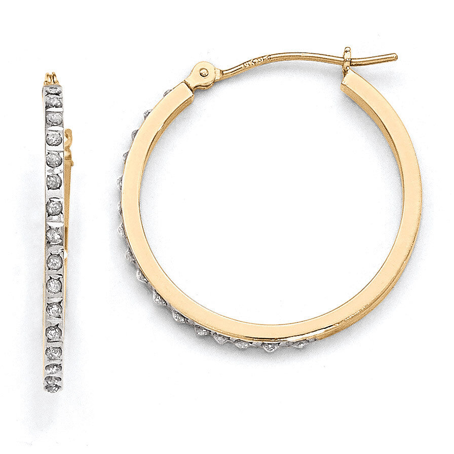 Round Hinged Hoop Earrings 14k Gold with Diamonds DF149