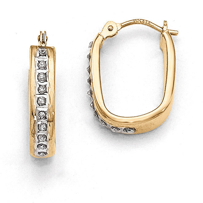 Squared Hinged Hoop Earrings 14k Gold with Diamonds DF163