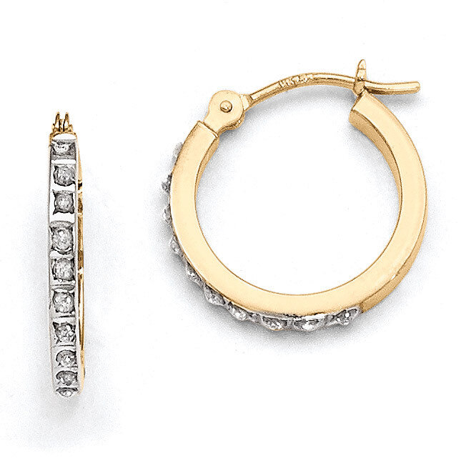 Small Hinged Leverback Hoop Earrings 14k Gold with Diamonds DF172