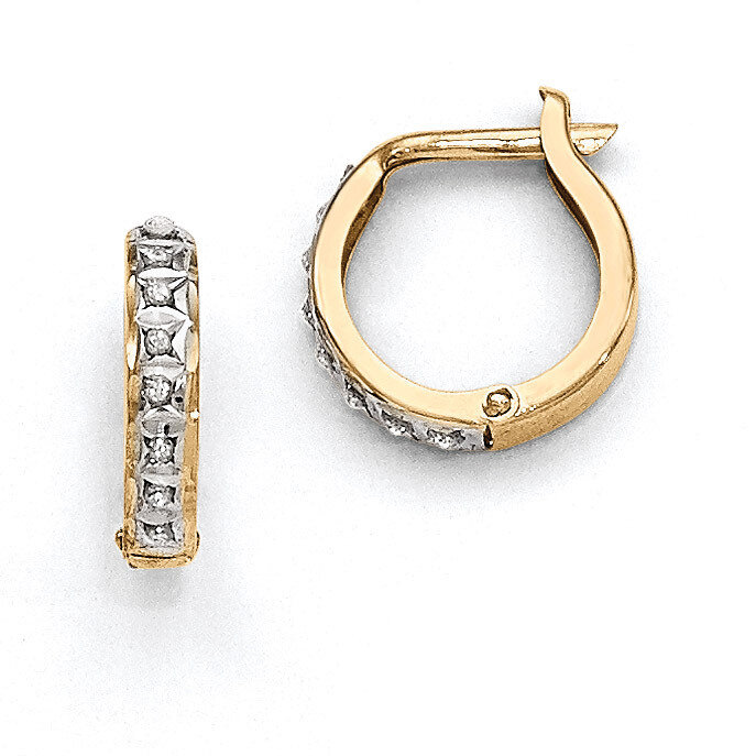 Round Hinged Hoop Earrings 14k Gold with Diamonds DF177