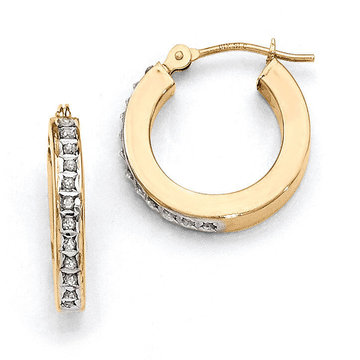 Round Hinged Hoop Earrings 14k Gold with Diamonds DF228