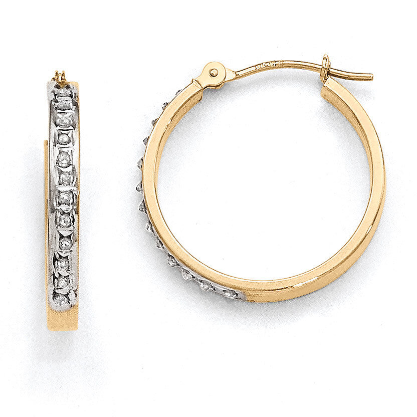 Round Hinged Hoop Earrings 14k Gold with Diamonds DF230, MPN: DF230, 191101179631
